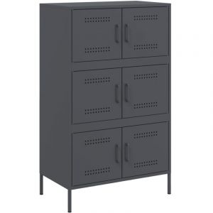 VidaXL Buffet haut anthracite 68x39x113 cm acier, buffet, placard, armoire latérale, armoire, armoire de rangement, armoire haute, meuble de salon