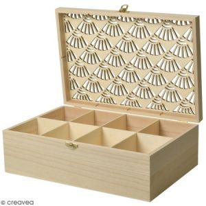 Art&eacute;mio Bo&icirc;te &agrave; th&eacute; en bois &agrave; d&eacute;corer - Japan - 6 compartiments - 30 x 20 cm