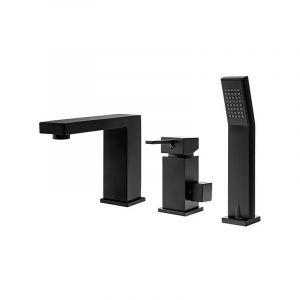 Desconocido Silla Robinet De Baignoire en Laiton sur plage 3 trous, Noir mat
