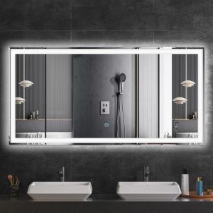 LOMAZOO Miroir salle de bain Memphis avec LED 120 x 60 cm rectangle