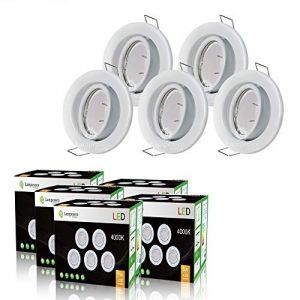 Lampesecoenergie LOT DE 50 SPOT LED ENCASTRABLE ORIENTABLE BLANC AVEC AMPOULE GU10 230V eq. 50W, LUMIERE BLANC NEUTRE