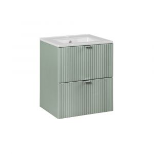 Meuble simple vasque encastrée 50cm 2 tiroirs Jade Vert