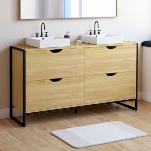 Idmarket Meuble double vasque salle de bain detroit 4 tiroirs design industriel