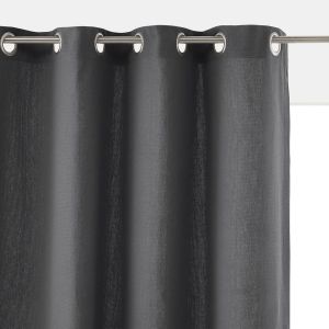Rideau uni pur coton natté Panama Anthracite Taille 180X140 cm;260X140 cm;350X140 cm