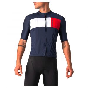 Castelli Maillot Manche Courte Prologo 7 2XL Savile Blue / Silver / Red