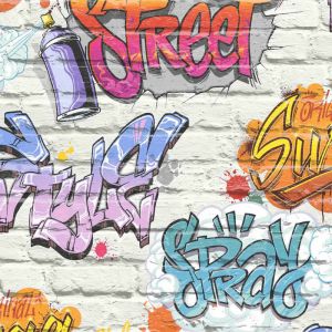 Image de Dutch wallcoverings Papier peint Graffiti Multicolore L179-05