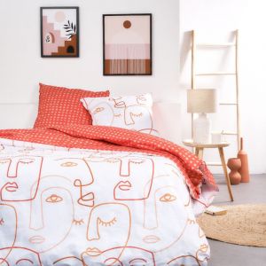 Today Parure de couette 100% coton 57 fils imprimée 260x240 2 taies