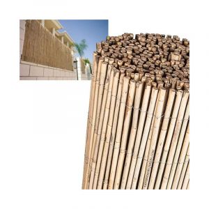 Canisse en bambou naturel entière 1 x 5 mètres, Occultation 95%, tiges de bambou naturelles pour terrasses et jardins