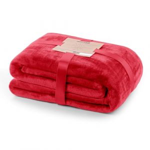 Plaid - Couverture Microfibre Polaire Rouge 220x240 cm - Douce - Lavable - Pratique