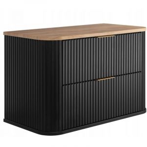 Rodan Meuble sous-lavabo 80cm Noir mat - Ch&ecirc;ne L/H/P 80/52/41cm ELEGANCE Armoires de salle de bains, meubles de salle de bains, meubles bas, lavabo