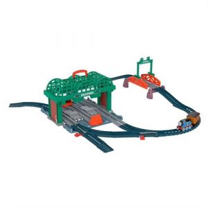 Fisher-Price La Gare des Quatre Vents avec coffret de jeu 2-en-1 et mallette de rangement, avec la locomotive Thomas et un wagon, Jouet Enfant, Dès 3 ans, HGX63