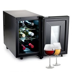 Alpina Cave à Vin - 230V - 6 Bouteilles/17L - Température Réglable de 11°C à 18°C - Affichage Digital - Porte Vitrée et Éclairage Intérieur - Noir
