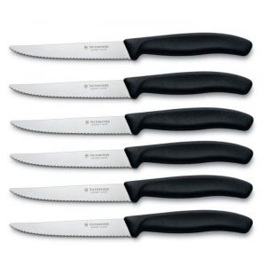 Victorinox 6 Couteaux steak lame 11cm manche noir