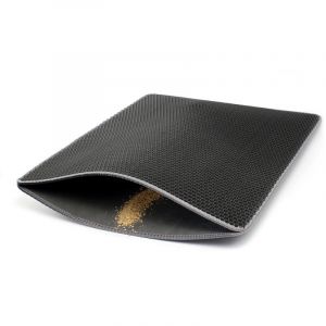 Tapis Litière l 76x61cm Paillasson Protection Bac Litière Imperméable Gris Chat Double Couche - Fudajo