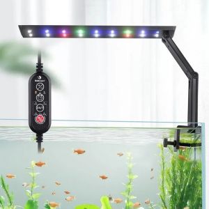 Fishkeeper Lampe Led Aquarium 24/7, &Eacute;clairage R&eacute;glable Avec Clip, 10 Niveaux, Minuterie, Pliable 360.