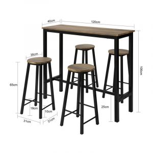 Image de Sobuy OGT22-SCH Set de 1 Table + 4 Tabourets Ensemble Table Mange-Debout Cuisine