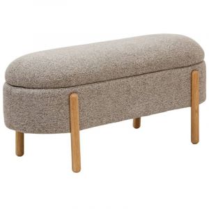 Made In Meubles - Banc en bois de pin et tissu bouclette gris clair Calya