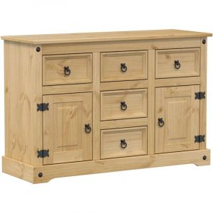 Buffet bahut commode armoire meuble de rangement organisateur cuisine salle de s&eacute;jour salon Corona 115 x 40 x 76 cm bois massif de pin