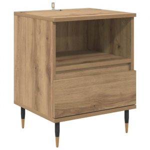 VidaXL Cabinet de chevet moderne - 40x35x50 cm - Ch&ecirc;ne artisanal - Bois ding&eacute;nierie - Tiroir spacieux - &Eacute;tag&egrave;re