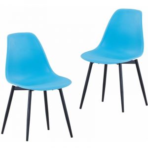 Image de VidaXL Chaises de salle à manger 2 pcs Bleu PP