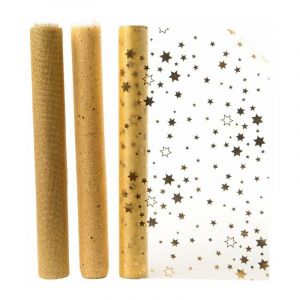 D&eacute;coris 1 ROULEAU D'ORGANZA ASSORTIS 35X200 CM GOLD