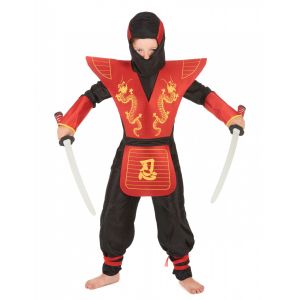 Déguisement ninja motifs dragons garçon - Couleur Rouge - Taille 7-8 ans (128 cm)