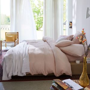 Image de Blanc Cerise Housse de couette en gaze de coton 240x220cm P&ecirc;che