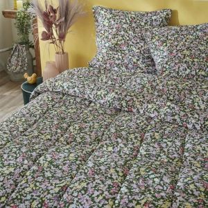 ISIA - Couette Imprim&eacute;e Floral 260 x 240 cm + 2 Taies d'oreiller 60x60 cm - Altobuy