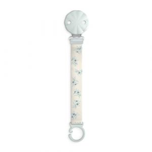 Suavinex Attache-tétine en Tissu pour Bébé, Ruban Doux et Flexible, Chaîne - Pince avec Clip. Compatible avec Toutes les Sucettes à Anneau, +0 Mois, Convient Nouveau-nés, Poetry Bleu