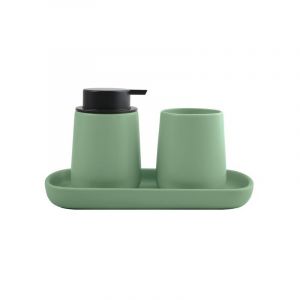 MSV Lot de 3 Accessoires de Salle de Bain en céramique MAONIE Vert Basil