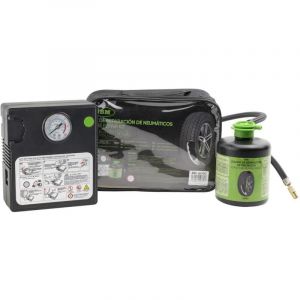 Ludi Kit reparaton crevaison pneus, compresseur + liquide anti-crevaison