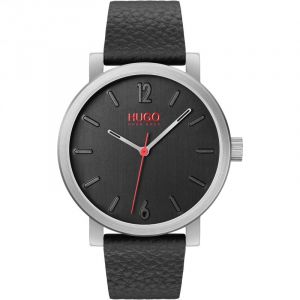 Hugo Boss Montre Hugo 1530115 - Reveal Boitier acier bleu Cadran gris Bracelet cuir gris Homme