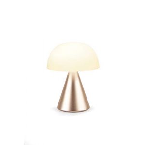 Lexon Mina - Lampe LED Portable, 24h d'autonomie, 9 couleurs d'ambiance, Contrôle lumière/intensité par pression, Résistance à l'eau IPX4, chargement sans fil ou USB-C - Aluminium/Soft Gold