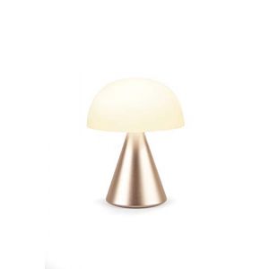 Lexon Mina - Lampe LED Portable, 24h d'autonomie, 9 couleurs d'ambiance, Contrôle lumière/intensité par pression, Résistance à l'eau IPX4, chargement sans fil ou USB-C - Aluminium/Soft Gold