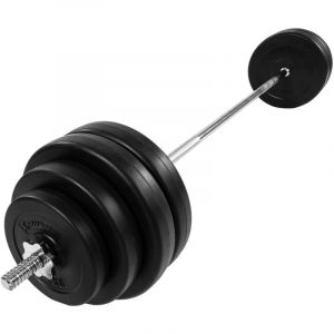 Halt&egrave;re long 168cm, 60,5kg avec vis de serrage t&ecirc;te &eacute;toile et 8 disques d&acute;halt&egrave;re (2x2kg + 2x5kg + 4x10kg) MOVIT