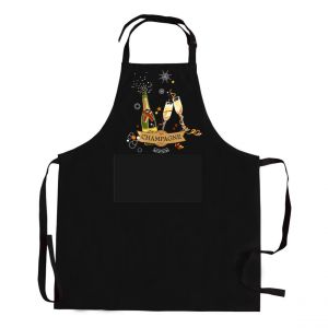 Declikdeco Tablier de cuisine Champagne recyclé Noir 72 x 90
