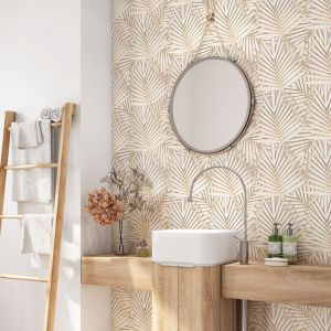 Cr&eacute;dence adh&eacute;sive salle de bain - Feuilles Tropicales - 60x60 cm - Adh&eacute;sif + Protection mate