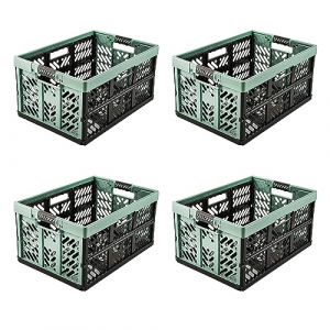Keeeper 4x Caisses pliantes Professionnelles solides avec poignées Soft-Touch, 45 l, Ben, Nordic Green (Vert)