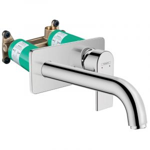 Hansgrohe Vernis Shape Set Mitigeur de lavabo encastr&eacute; mural, 2 sorties, bec 207 mm + Corps d'encastrement, Chrome