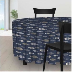 Soleil d'Ocre Nappe ronde diamètre 180 cm CADAQUES, par