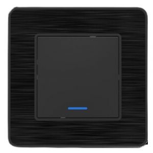 Zenitech Interrupteur simple complet va-et-vient &agrave; voyant 10A - m&eacute;tal noir bross&eacute; - gamme Kouro