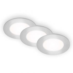 BRILONER - Lot de 3 lampes à encastrer plafond LED, lampes à encastrer ultraplates, spots à encastrer, lumière blanc neutre, chrome mat, 86x30 mm (DxH)