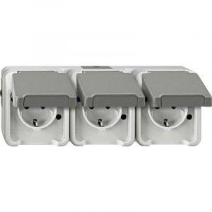 Schneider Electric Prise 2P+T avec clapet 4074954 AQUASTAR gris clair