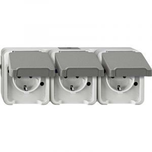 Schneider Electric Prise 2P+T avec clapet 4074954 AQUASTAR gris clair