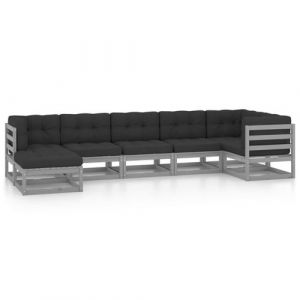 VidaXL Ensemble de meubles de jardin en pin avec coussins en finition gris anthracite