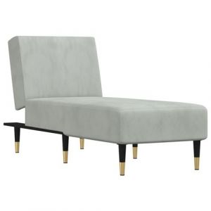 VidaXL Chaise longue gris clair velours