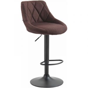 CLP Tabouret de bar Lazio en Tissu Hauteur r&eacute;glable si&egrave;ge pivotant, Marron/Noir