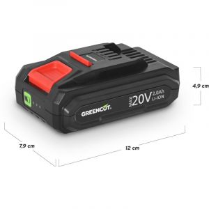 Greencut Batterie au lithium 2.0Ah, pour les outils de jardinage et bricolage équipés du système 20V BTD2020L