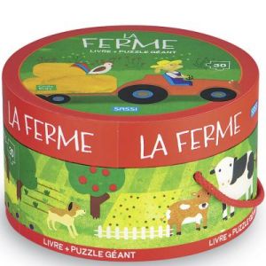 Sassi Junior Coffret livre et puzzle géant 30 pièces : La ferme Coloris Unique