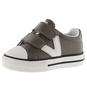 Victoria 1065162-WOMEN Basket Basse Tribu Effet Cuir avec Logo en Contraste ET Fermeture Scratch Plateau Femme Taupe 37